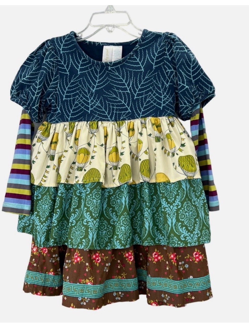 Matilda Jane Navy & Multicolor Layered Long-Sleeve Dress